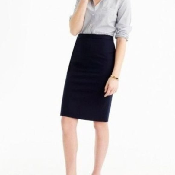 J. Crew No. 2 Pencil Skirt in Four Season Stretch Black Solid Women's Size 10
